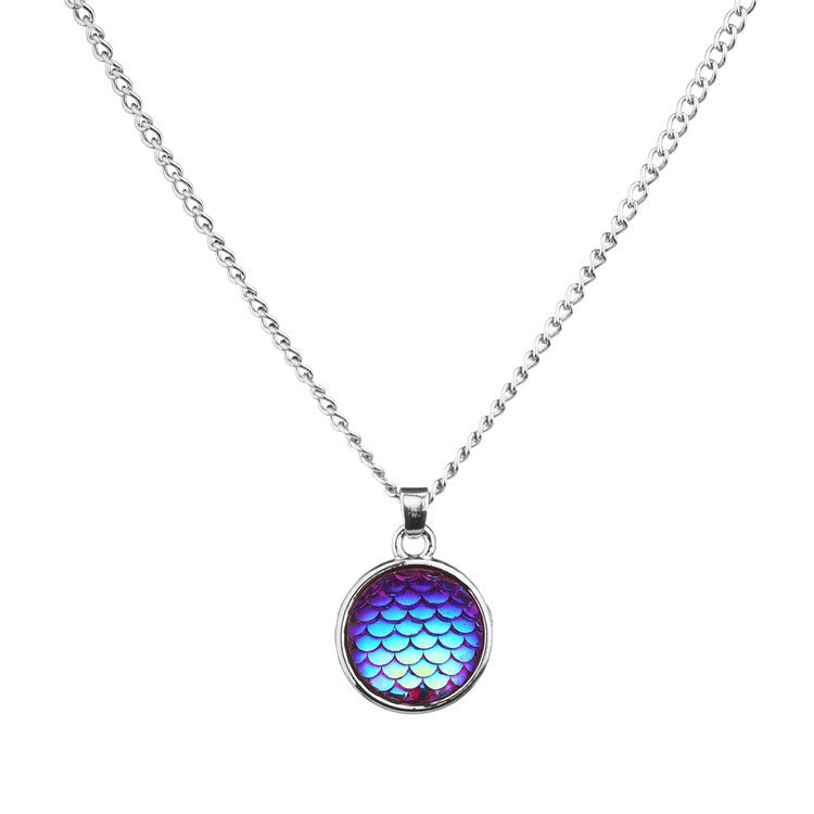 Merma de color al por mayor Mermaid 16 mm AB Escala de pescado Tiempo Gémonos Gemstone Collares colgantes